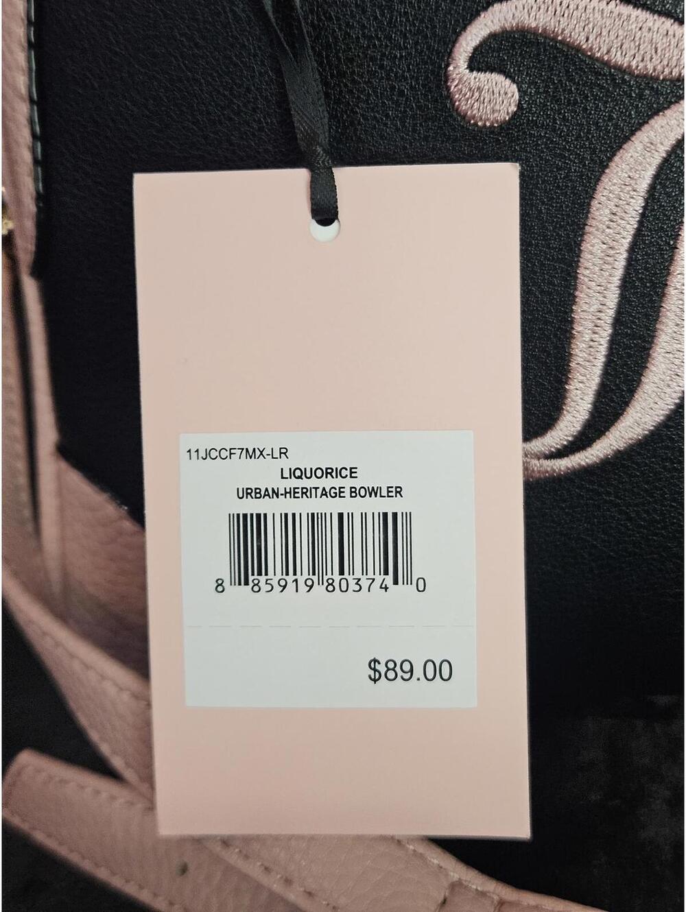 Juicy Couture Black Pink Bowler Bag Crossbody Heart Charm Y2K McBling Style NWT - Picture 8 of 8